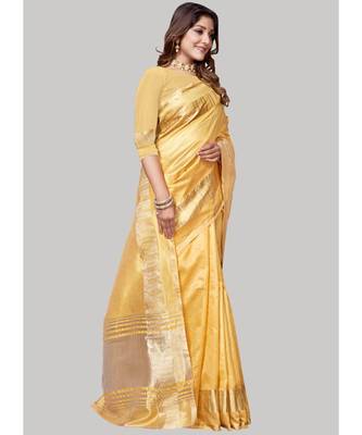 Cream Cotton Silk Party Wear Sarees 3