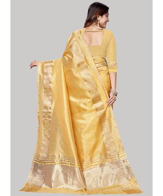 Cream Cotton Silk Party Wear Sarees 4
