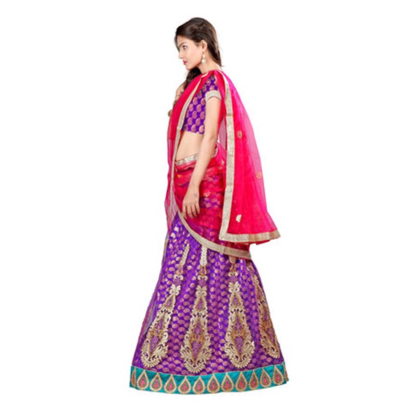 Soft Net Embroidered Purple Color Reception Lehenga Choli