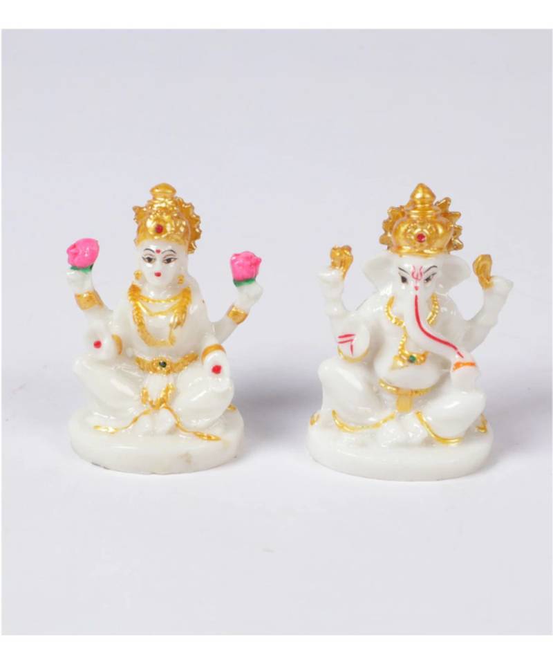 White Marble Laxmi Ganesh Idol by Gallery99