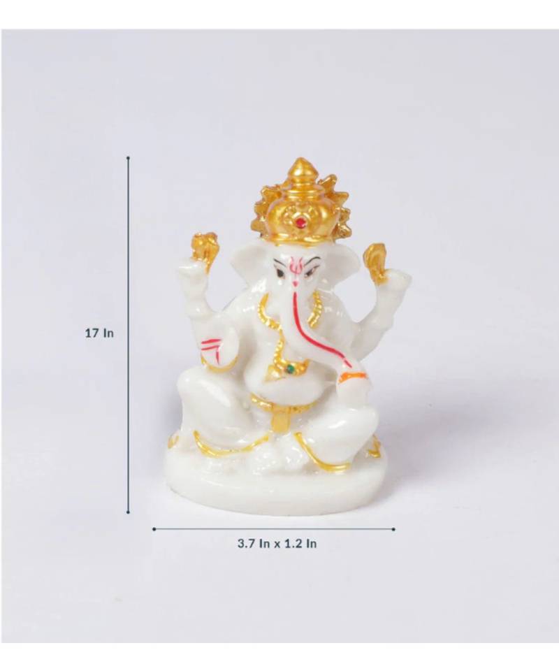 White Marble Laxmi Ganesh Idol by Gallery99