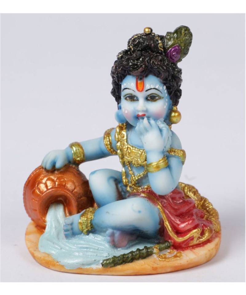 Blue Resin Maakhan Chor Krishna Idol by Gallery99