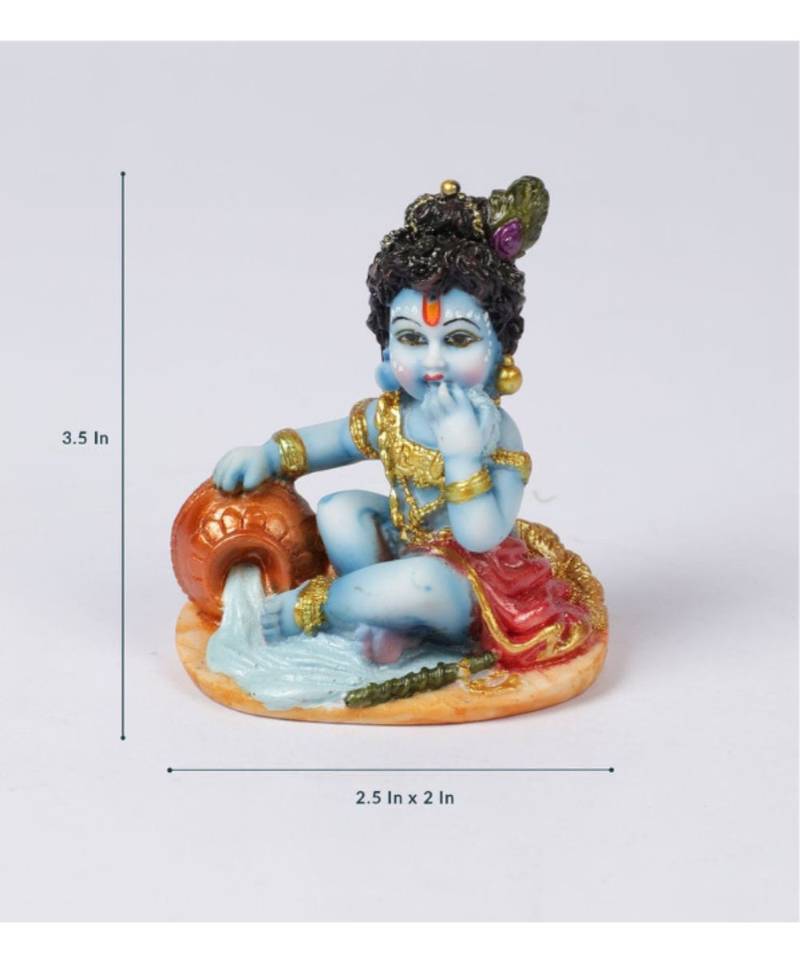 Blue Resin Maakhan Chor Krishna Idol by Gallery99