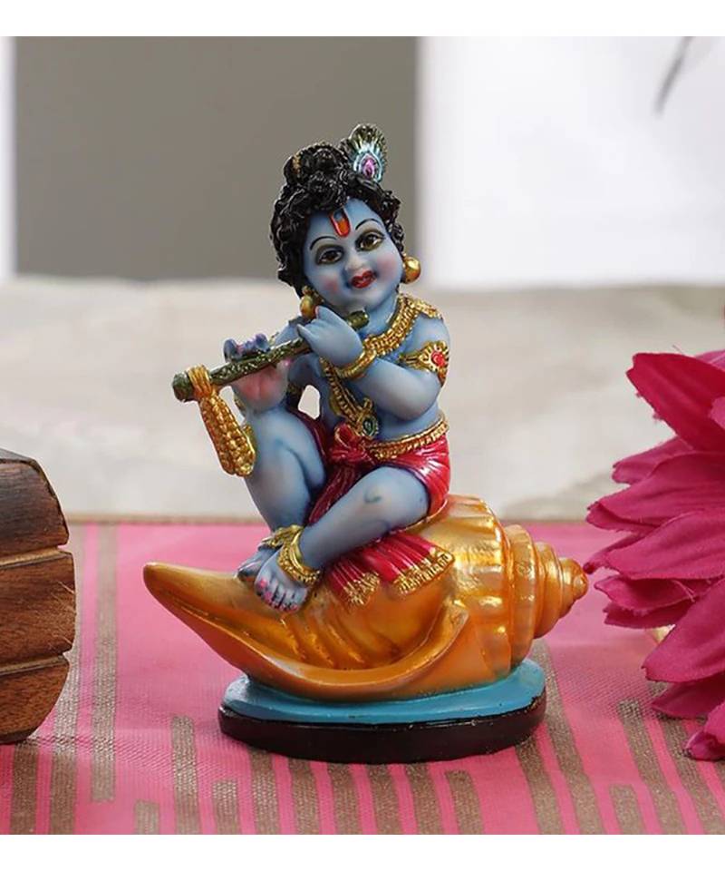 Blue Resin Bansi Wale Krishna Ji Idol by Gallery99