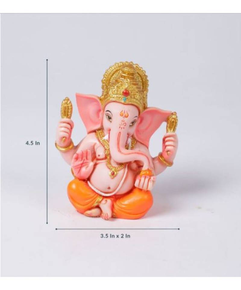 Orange Resin Ganesha Idol by Gallery99