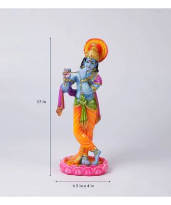 Blue Marble Kanha Ji With Flute Idol by Gallery99 3