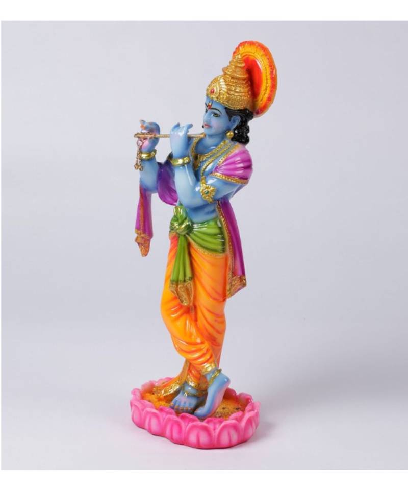 Blue Marble Kanha Ji With Flute Idol by Gallery99