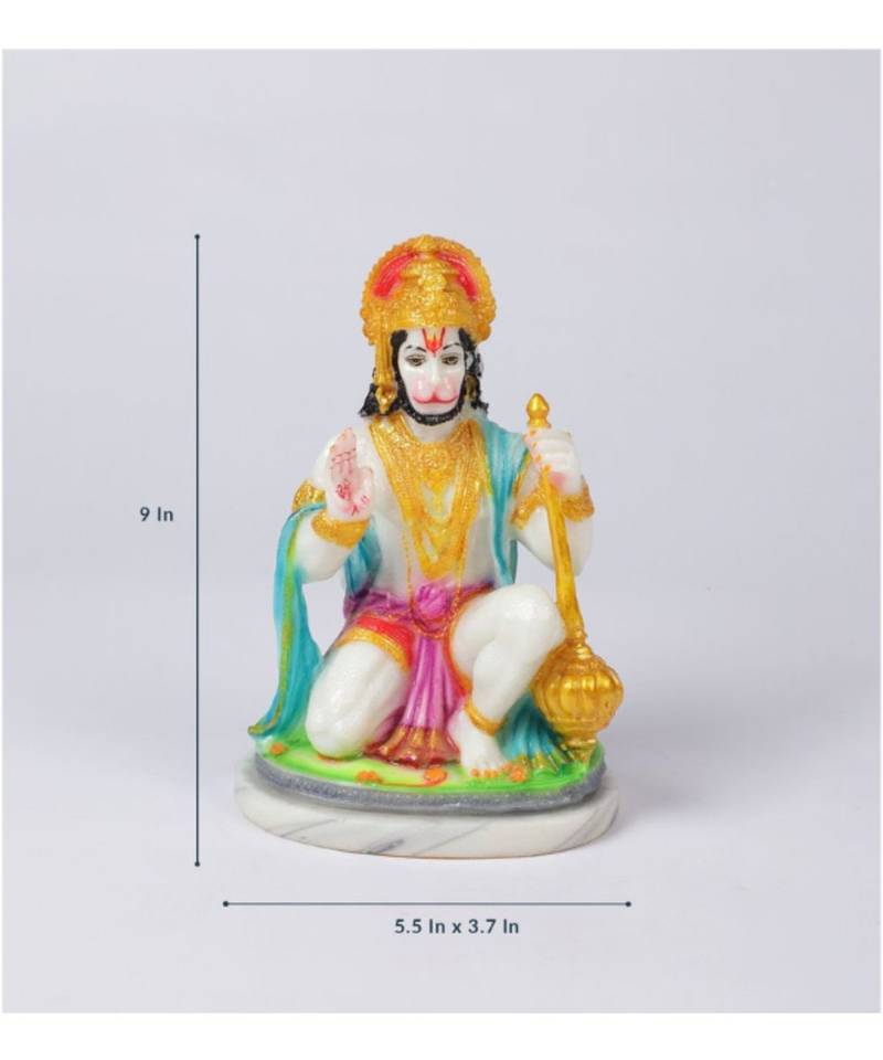 White Marble Hanuman Ji Idol by Gallery99