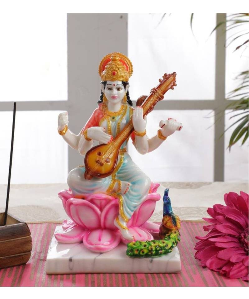 Pink Marble Big Mata Saraswati Idol by Gallery99