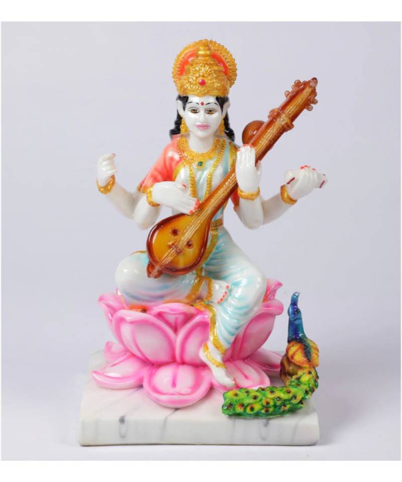 Pink Marble Big Mata Saraswati Idol by Gallery99