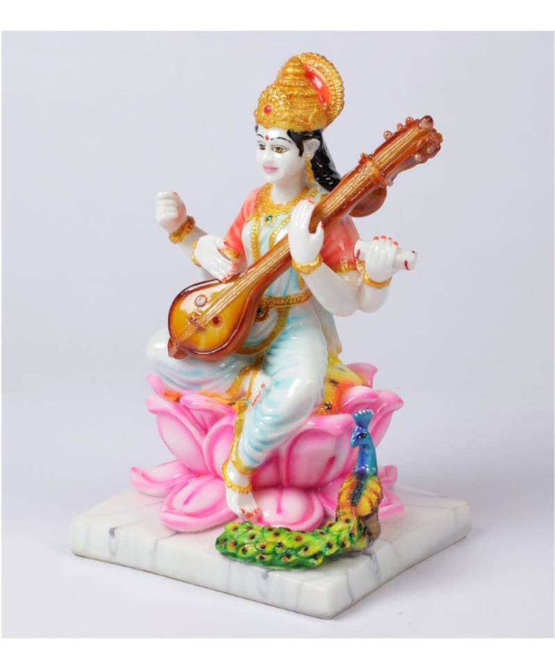Pink Marble Big Mata Saraswati Idol by Gallery99