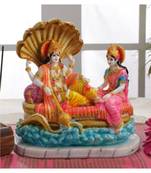 Yellow Marble Big Vishnu Laxmi Idol by Gallery99