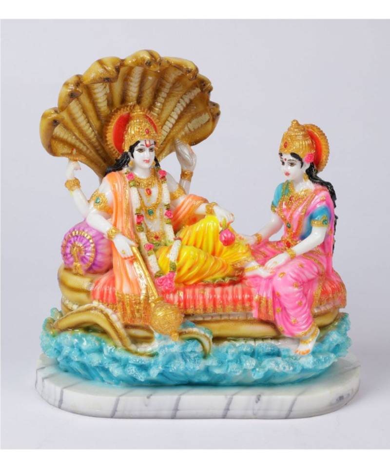 Yellow Marble Big Vishnu Laxmi Idol by Gallery99