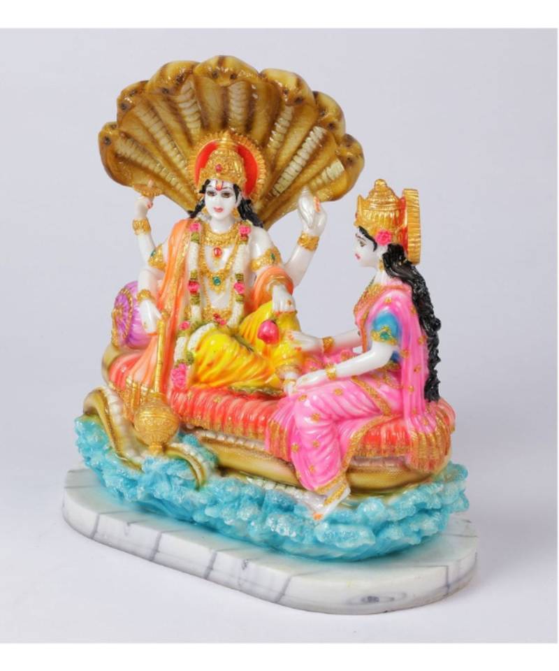 Yellow Marble Big Vishnu Laxmi Idol by Gallery99