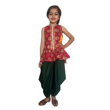 Peplum Dhoti top patoda Red,dhoti suit,Dhoti dress for small girls 1