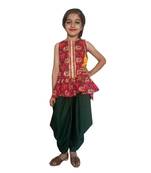 Peplum Dhoti top patoda Red,dhoti suit,Dhoti dress for small girls