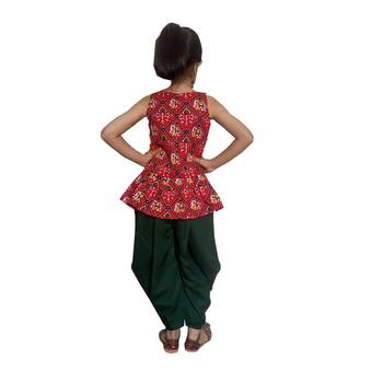 Peplum Dhoti top patoda Red,dhoti suit,Dhoti dress for small girls 2