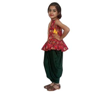 Peplum Dhoti top patoda Red,dhoti suit,Dhoti dress for small girls 3