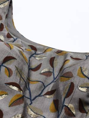 EthnoVogue Made To Measure Grey Modal N Brown Geogette Gathers Dress 4