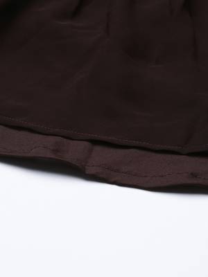 EthnoVogue Made To Measure Grey Modal N Brown Geogette Gathers Dress 5