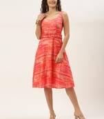 EthnoVogue Made To Measure Multicolored Art Silk Round Neck Dress