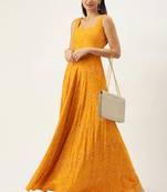 EthnoVogue Made To Measure Yellow Printed Strap Neck Dress