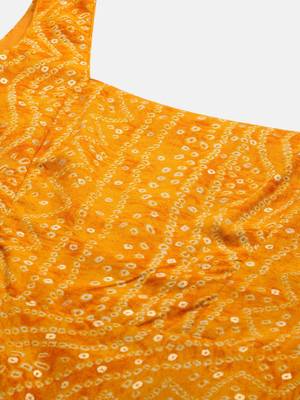 EthnoVogue Made To Measure Yellow Printed Strap Neck Dress 4