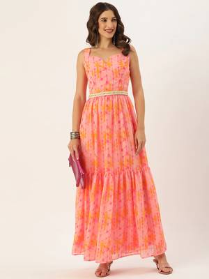 EthnoVogue Made To Measure Multicolored Digital Printed Tiered Dress 1