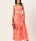 EthnoVogue Made To Measure Multicolored Digital Printed Tiered Dress