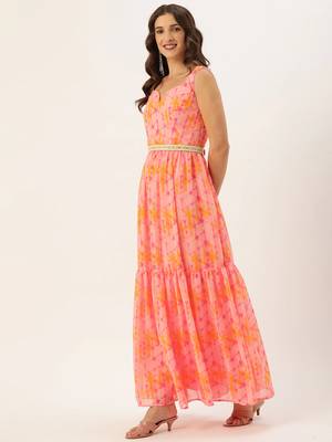 EthnoVogue Made To Measure Multicolored Digital Printed Tiered Dress 3