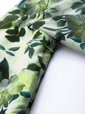 EthnoVogue Made To Measure Yellow N Green Digital Printed Georgette Dress 5