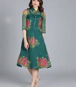 EthnoVogue Made To Measure Green Coat Styled Dress