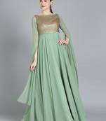 EthnoVogue Made To Measure Green Georgette Indowestern Set