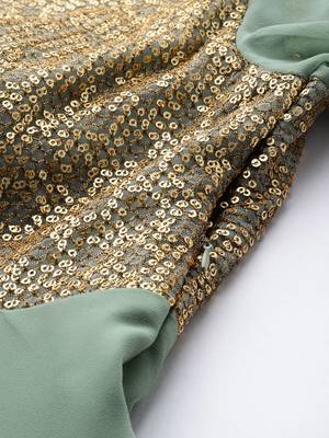 EthnoVogue Made To Measure Green Georgette Indowestern Set 4