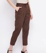 Brown plain cotton trousers