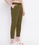 Green plain cotton trousers