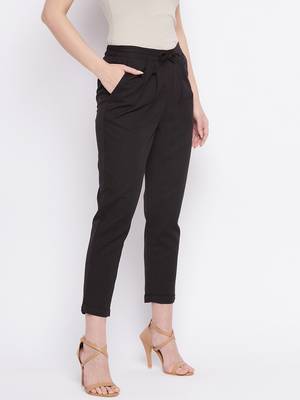 Black plain cotton trousers 1