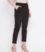 Black plain cotton trousers