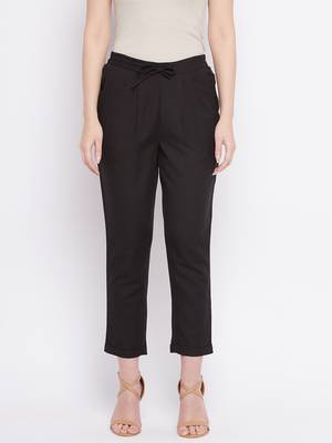 Black plain cotton trousers 3