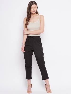 Black plain cotton trousers 4