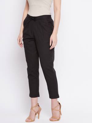 Black plain cotton trousers 5