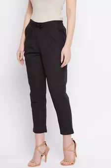 Black plain cotton trousers