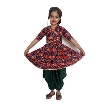 Aglare Kedia small Hathi Dhoti top Patola print dhoti suit,Dhoti dress for small girls Black 1