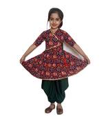 Aglare Kedia small Hathi Dhoti top Patola print dhoti suit,Dhoti dress for small girls Black