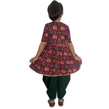 Aglare Kedia small Hathi Dhoti top Patola print dhoti suit,Dhoti dress for small girls Black 2