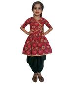 Aglare Kedia small Hathi Dhoti top Patola print top,dhoti suit,Dhoti dress for small girls red