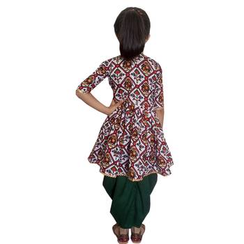 Aglare Kedia small Hathi Dhoti top Patola print dhoti suit,Dhoti dress for small girls White 2