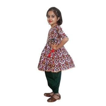 Aglare Kedia small Hathi Dhoti top Patola print dhoti suit,Dhoti dress for small girls White 3