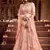 Bewitching Peach Orange Zari, Sequins and thread Embroidered georgette semi stitched lehenga