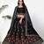 Glamorous Black Zari, Sequins and thread Embroidered net semi stitched lehenga
